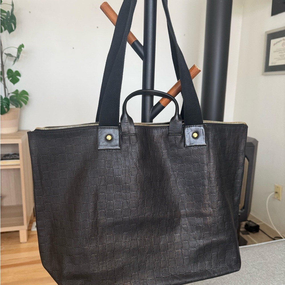 Clare V Black Textured Tote